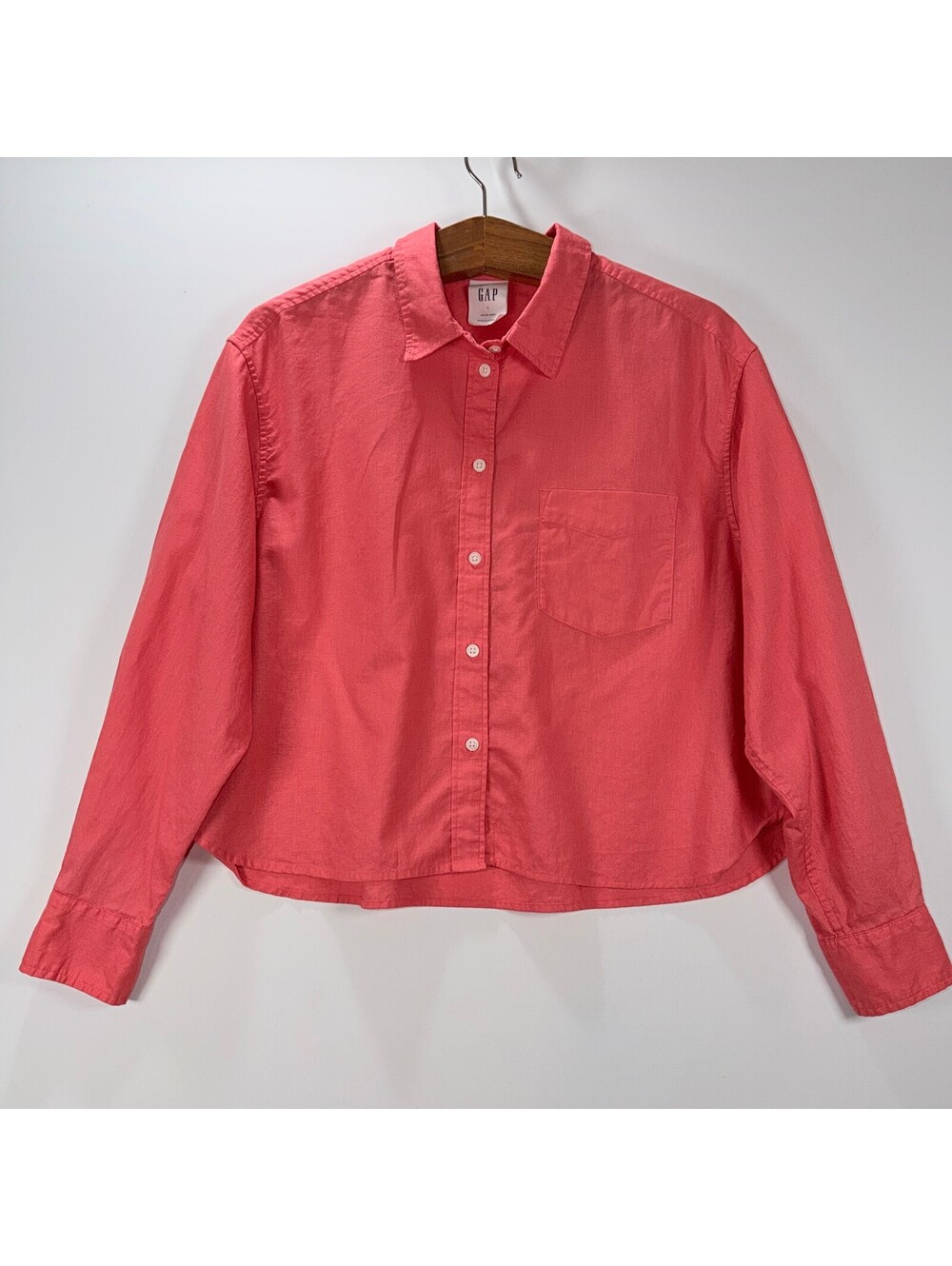 Gap Cropped Coral "The Big Shirt" - Large